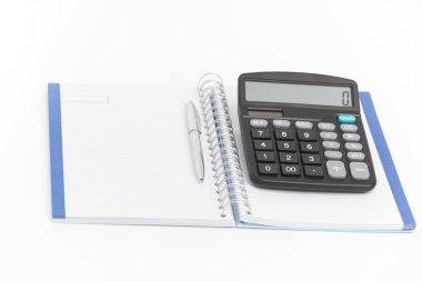 hesap makinesi, kalem ve defter iş kavramı