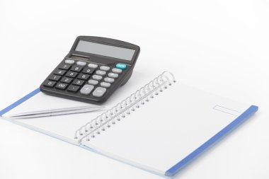 hesap makinesi, kalem ve defter iş kavramı