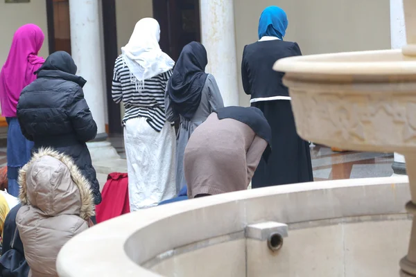 Prayer performing by muslim women — Stock Photo, Image