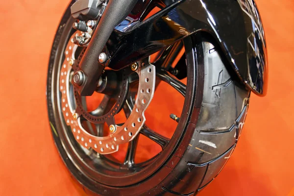Motorcycle wheel closeup — Stock Photo, Image