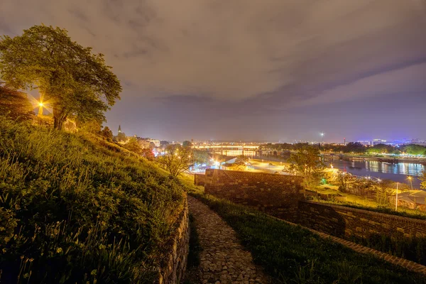 Belgradin Linnoitus Panoraamanäkymä Yöllä Belgradin Serbia — kuvapankkivalokuva