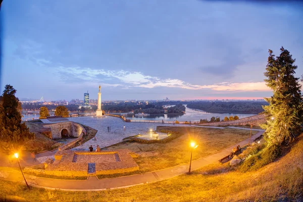 Fortezza Belgrado Vista Panoramica Sul Monumento Del Vincitore Tramonto — Foto Stock
