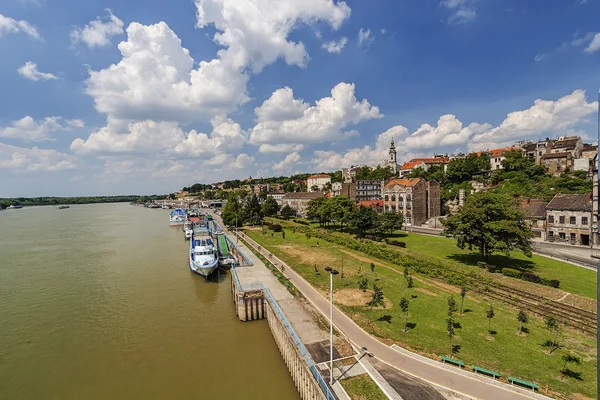Panorama View Belgrade Fortress Old Part Town Confluence Two Rivers — Stock Photo, Image