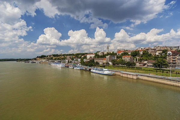 Panorama View Belgrade Fortress Old Part Town Confluence Two Rivers — Stock Photo, Image
