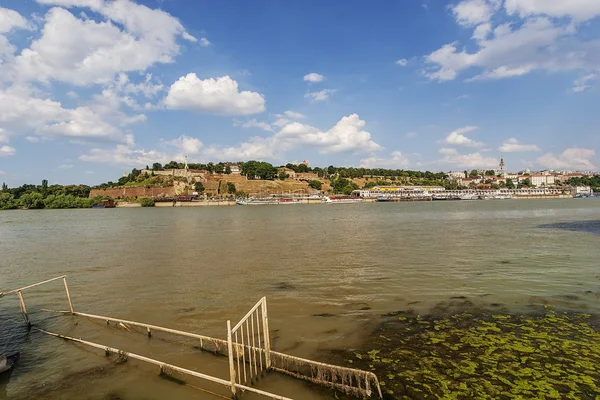 Panorama View Belgrade Fortress Old Part Town Confluence Two Rivers — Stock Photo, Image