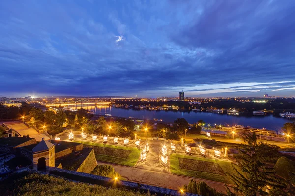 Old fortress wall and confluence of two rivers — Stock Photo, Image