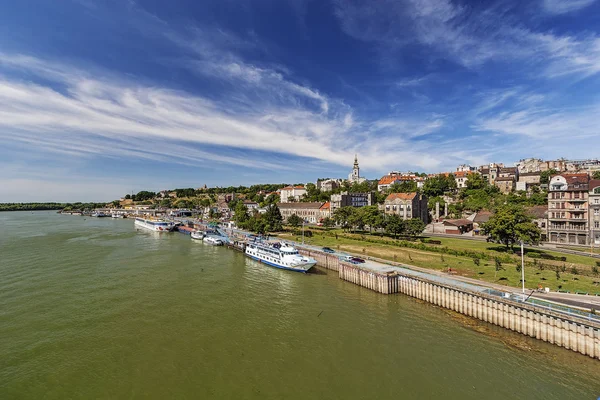 Panorama Utsikt Beograd Festningen Den Gamle Bydelen Ved Samløpet Elver – stockfoto