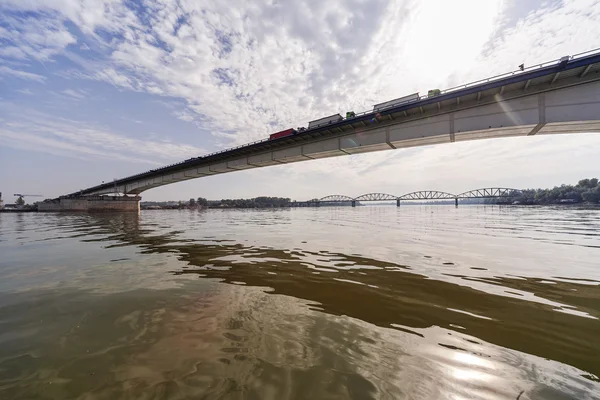 Panorama view on bridge over the river — Stock Photo, Image