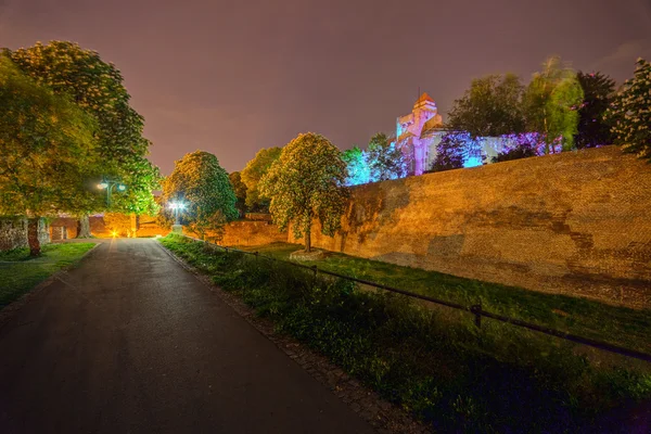Belgrad Mittelalterliche Mauern Von Festung Und Park Bei Nacht Serbien — Stockfoto