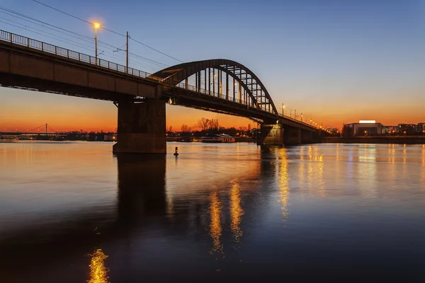 Panorama view on bridge over the river — Stock Photo, Image