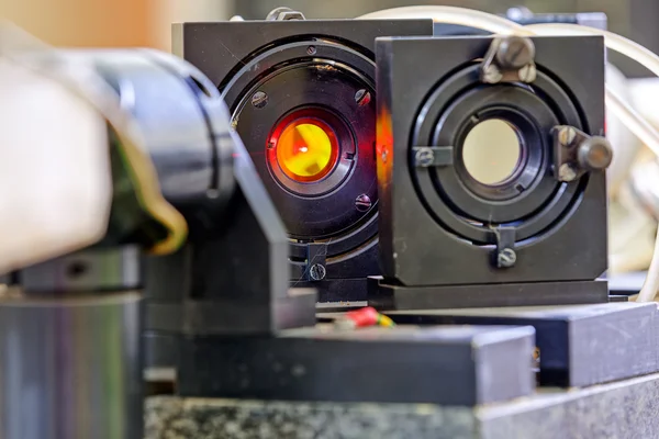 Red laser in laboratory — Stock Photo, Image