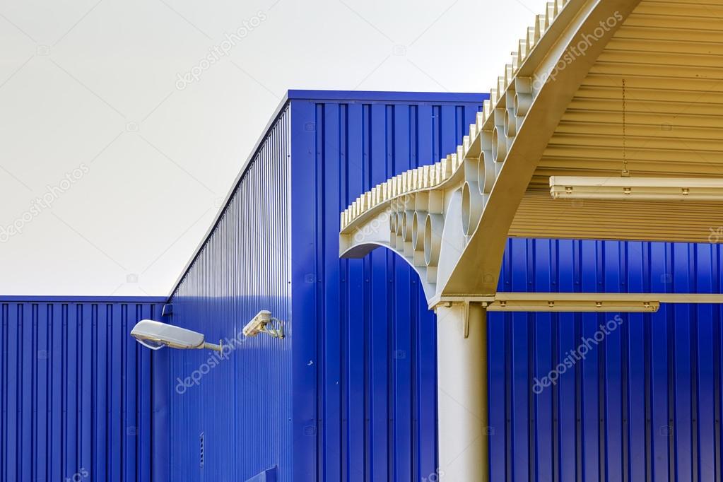 Blue aluminum facade