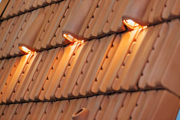 Roof tiles at construction fair — Stock Photo, Image