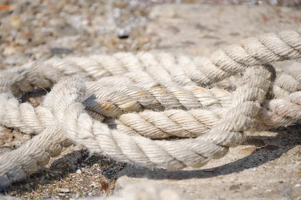 Abstract Background Texture Thick Strong Rope Harbor Quay Lies Floor — Stock Photo, Image