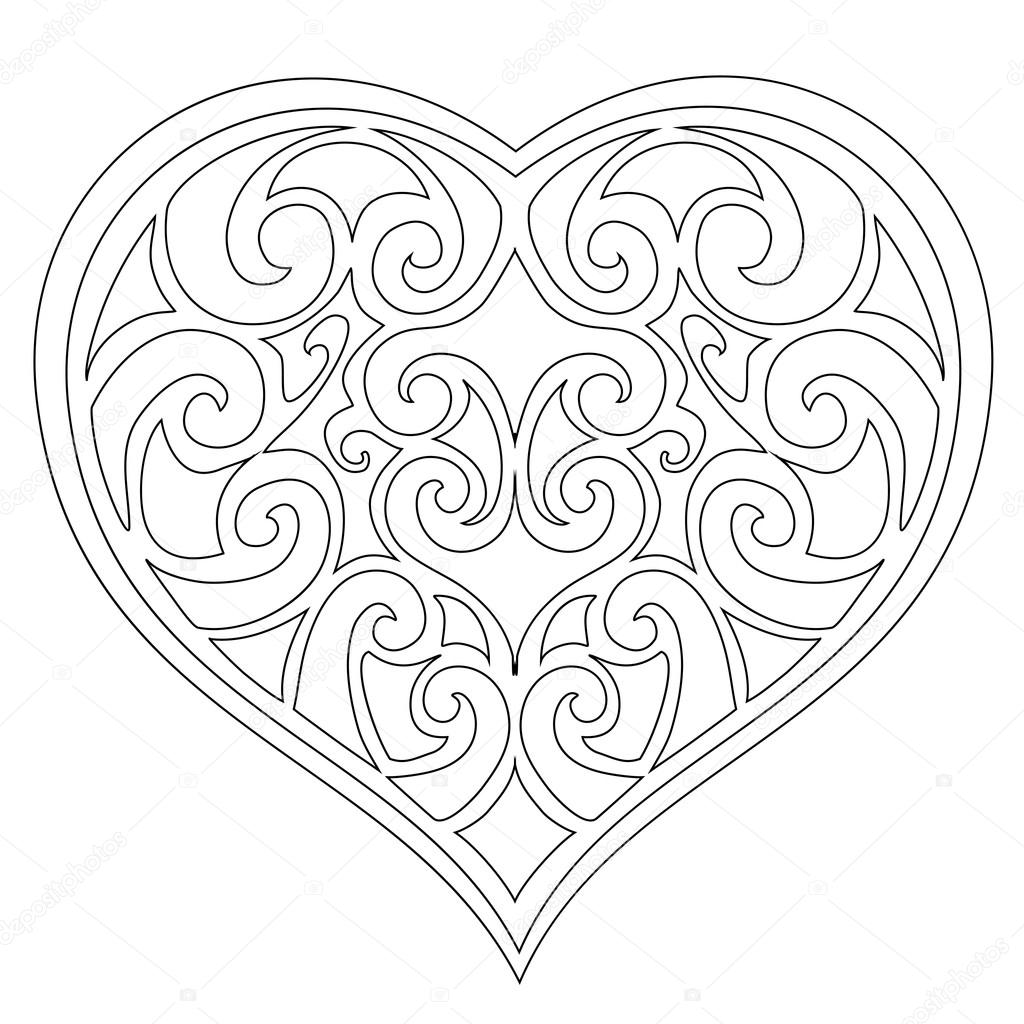 Vector delicate heart on a white background.