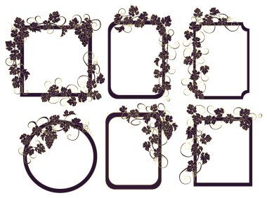 Üzüm vintage tarzı çerçevelerle kümesi.