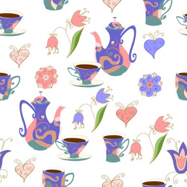 Kahve, kahve, çiçek ve kupa bardak.