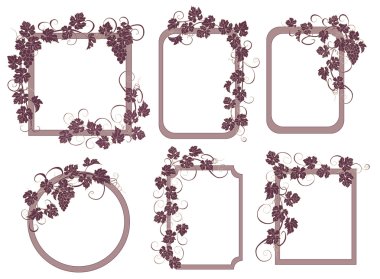 Üzüm vintage tarzı çerçevelerle kümesi.