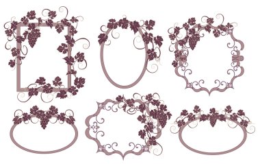 Üzüm vintage tarzı çerçevelerle kümesi.