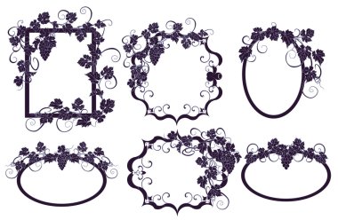 Üzüm vintage tarzı çerçevelerle kümesi.