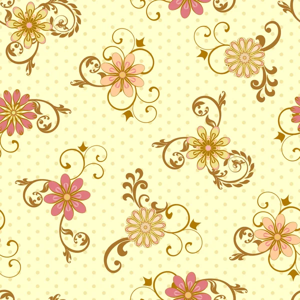 Vector seamless floral pattern in retro style. — Stock Vector