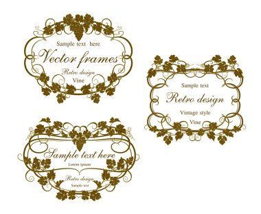 Üzüm vintage tarzı çerçevelerle kümesi.