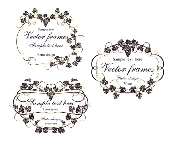 Set of frames with vines in vintage style. — Stock Vector