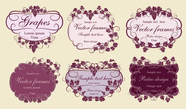 Set of frames with vines in vintage style. — Stock Vector