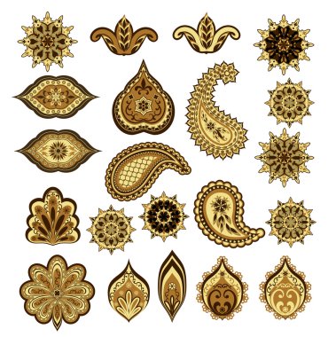 Doğu tarzı vektör çiçek öğeleri.