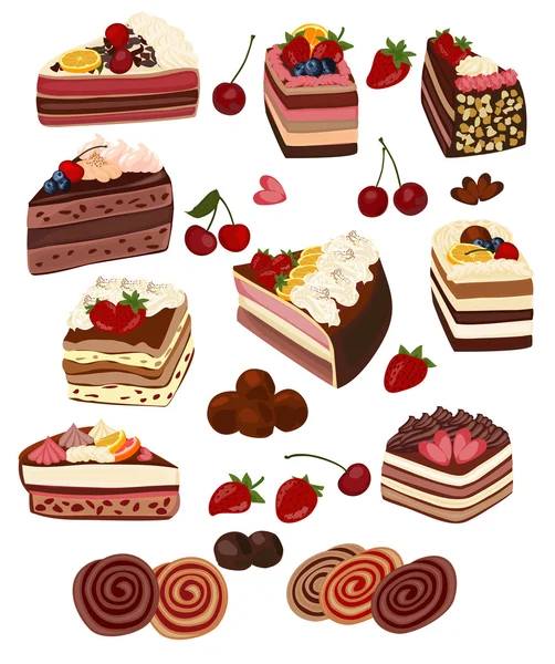Conjunto de dulces coloridos y realistas . — Archivo Imágenes Vectoriales