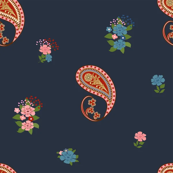 Abstract Vintage Patroon Met Decoratieve Bloemen Bladeren Paisley Patroon Oosterse — Stockvector