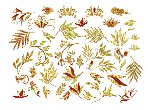 ベクトル装飾デザイン ペイズリー 花の要素 — ストックベクタ