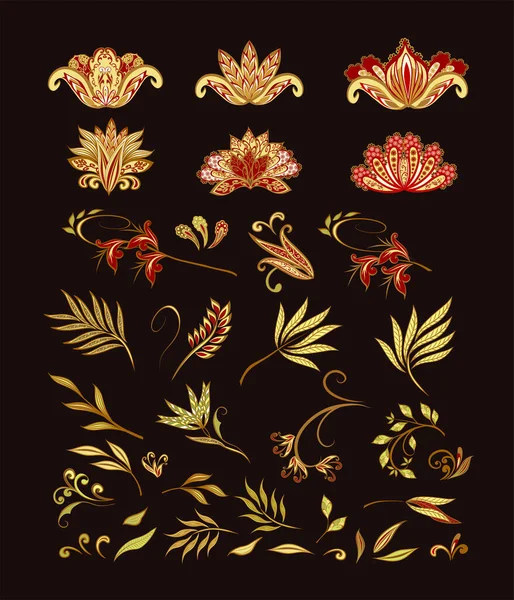 Vektör Dekoratif Tasarım Paisley Çiçek Elementleri — Stok Vektör