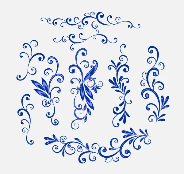 Vektorový Dekorativní Design Paisley Květinové Prvky — Stockový vektor