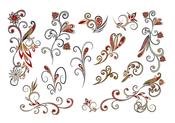 Diseño Decorativo Vectorial Paisley Elementos Florales — Vector de stock