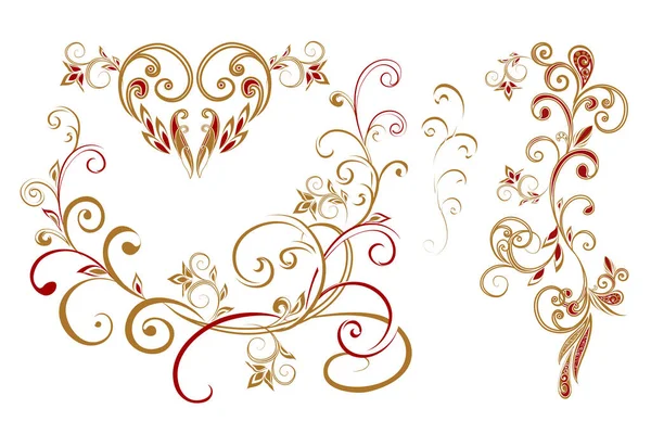 Vector Decoratief Ontwerp Paisley Bloemenelementen — Stockvector