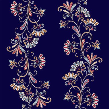 Kusursuz klasik sınırlar. Geleneksel Doğu tarzı, süs çiçekleri. Tasarım kartı, davetiye, broşür, kitap, dergi için süs eşyası.