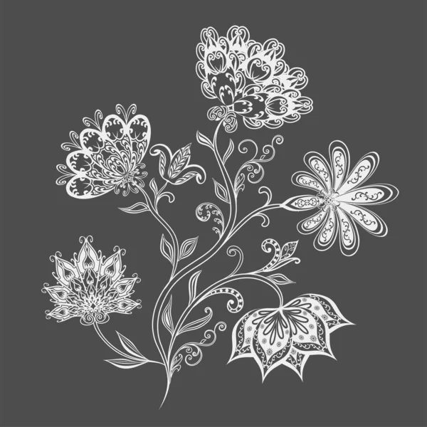 Kusursuz Klasik Sınırlar Geleneksel Doğu Tarzı Süs Çiçekleri Tasarım Kartı — Stok Vektör
