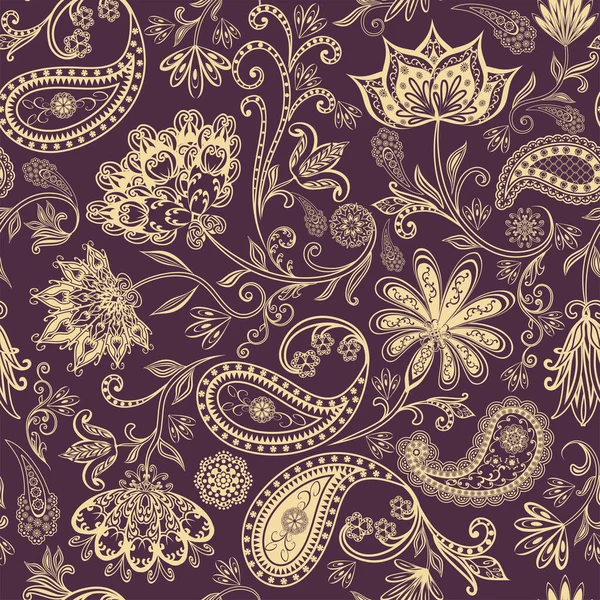 Безшовні Вінтажні Кордони Традиційний Східний Стиль Декоративні Квіткові Елементи Декоративні — стоковий вектор