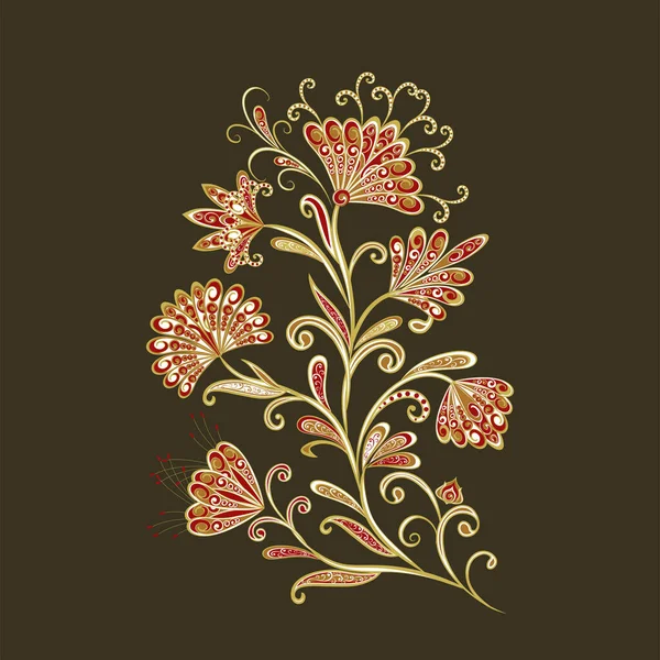 Antecedentes Estilo Étnico Tradicional Patrón Vintage Abstracto Con Flores Decorativas — Vector de stock