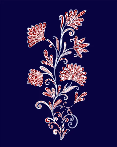 Geleneksel etnik kökenli. Dekoratif çiçekli, yapraklı ve doğu tarzında desenli soyut vintage desen.