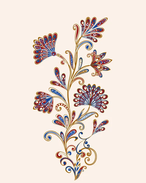 Tło Etnicznym Tradycyjnym Stylu Abstrakcyjny Wzór Vintage Dekoracyjnych Kwiatów Liści — Wektor stockowy
