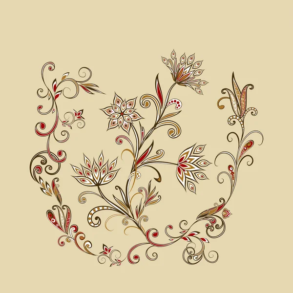 Tło Etnicznym Tradycyjnym Stylu Abstrakcyjny Wzór Vintage Dekoracyjnych Kwiatów Liści — Wektor stockowy