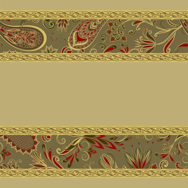 Antecedentes Estilo Étnico Tradicional Padrão Vintage Abstrato Com Flores Decorativas — Vetor de Stock