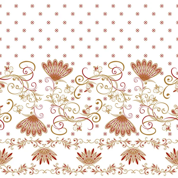 Fronteras Vintage Sin Costuras Estilo Oriental Tradicional Elementos Florales Ornamentales — Vector de stock