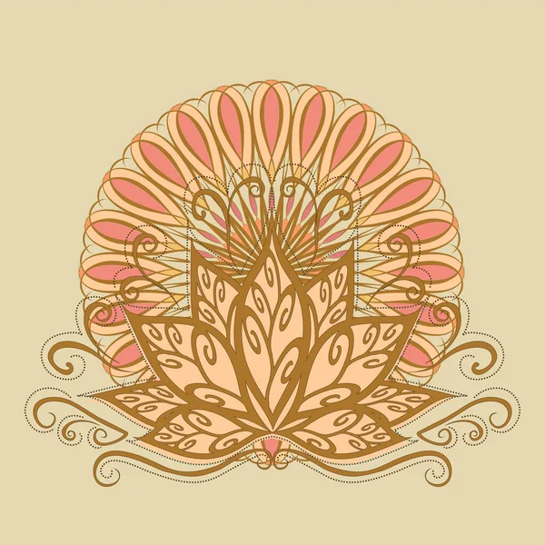 Loto Mandala Imagen Vectorial Una Flor Loto Estilizada Estilo Vintage — Archivo Imágenes Vectoriales