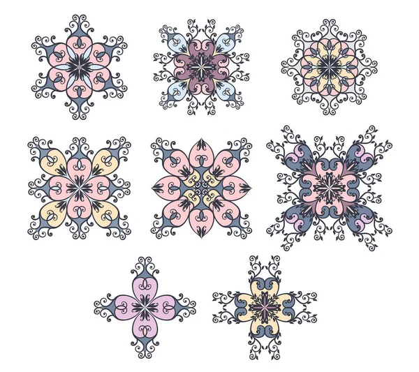 Mandala Sada Ornamentální Květinové Aranžmá Orientálním Stylu — Stockový vektor