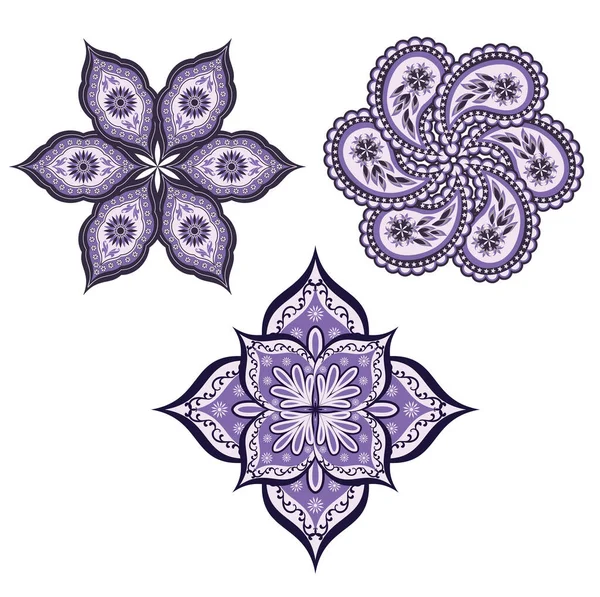 Mandala Eine Reihe Ornamentaler Blumenarrangements Orientalischen Stil — Stockvektor