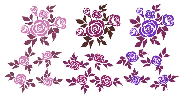バラのセット バラとデザイン要素の隔離された花束のベクトルセット — ストックベクタ