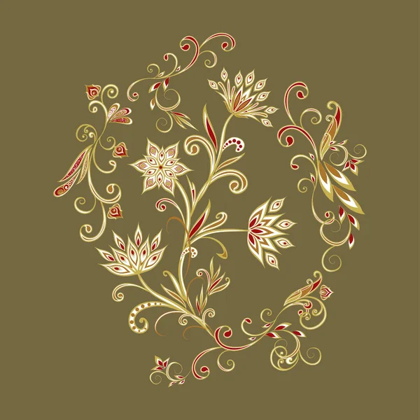 Achtergrond Etnische Traditionele Stijl Abstract Vintage Patroon Met Decoratieve Bloemen Stockvector